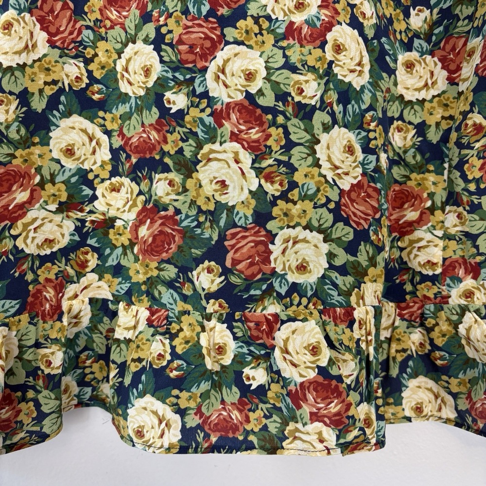 Sézane Yseline Shirt Alicante Blue Print Sz 42 Silk Floral Ruffle - Picture 13 of 13